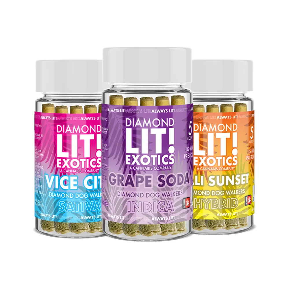 Diamond LIT Exotics Diamond Dog Walkers THC Pre Rolls 5G