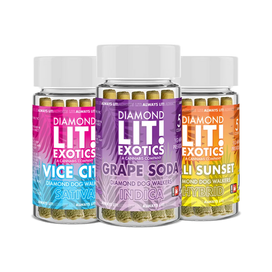 Diamond LIT Exotics Diamond Dog Walkers THC Pre Rolls 5G